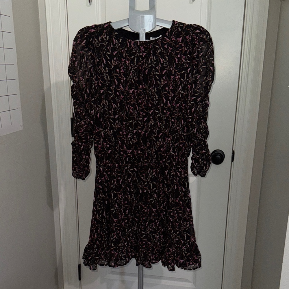 TCEC Black and Pink Floral Long Sleeve Dress